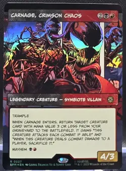 Carnage, Crimson Chaos #227 Marvel's Spider-Man Borderless Foil Rare - Image 1