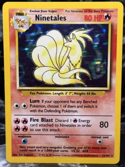 Pokemon TCG Ninetales Base Set Unlimited 12/102 Holo Rare WOTC VTG 1999 - Image 1