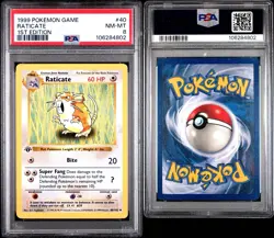 1999 POKEMON BASE SET 1ST EDITION #40 RATICATE PSA 8 - Image 3