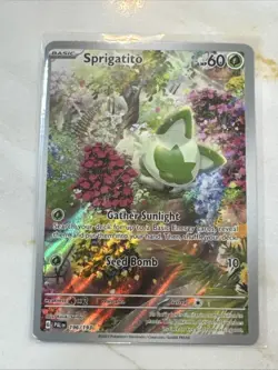 Pokemon TCG Sprigatito Holo Illustration Rare Card 196/193 Sv02: Paldea Evolved - Image 1