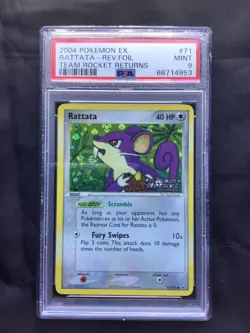 Pokemon Cards: EX Team Rocket Returns Reverse Holo: Rattata 71/109: PSA 9 - Image 1