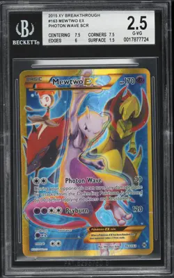BGS 2.5 Mewtwo EX Full Art Secret Rare Breakthrough XY 2015 Pokemon Card #163 - Image 1