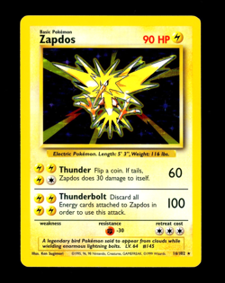 1999 Pokemon ZAPDOS Base Set HOLO RARE Unlimited Edition Card 16/102 WotC NM - Image 3