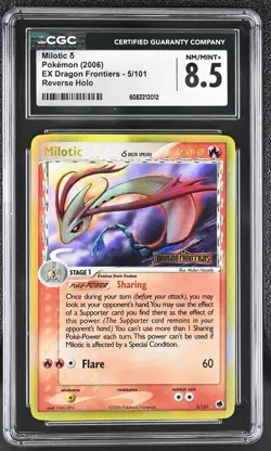 CGC 8.5 Milotic 2006 EX Dragon Frontiers 5/101 Reverse Holo STAMPED Pokemon Card - Image 1