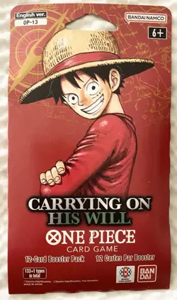 19xLot ~ ONE PIECE CARD GAME ~ CARRYING ON HIS WILL ~ Sleeved Booster Packs - Image 2