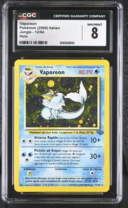 CGC 8 ITALIAN Vaporeon 2000 Jungle 12/64 Holo Pokemon Card - Image 1