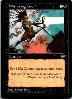 1996 Magic the Gathering K Withering Boon Expansion/Uncommon #152 - Image 1