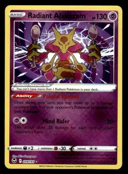 Pokemon Radiant Alakazam Silver Tempest Radiant Rare #059/195 ESE - Image 1