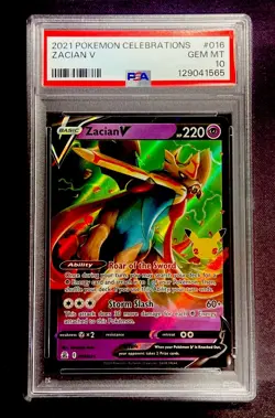 2021 Pokemon Celebrations #016 ZACIAN V PSA 10 GEM MINT *1565 - Image 1