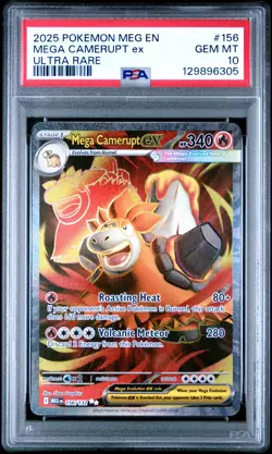 2025 POKEMON MEG EN-MEGA EVOLUTION ULTRA RARE #156 MEGA CAMERUPT EX PSA 10 - Image 1