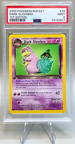 Pokemon 1st EDITION Dark Slowbro #29/82 Non-Holo Rare 2000 Team Rocket PSA 9 MT - Image 1