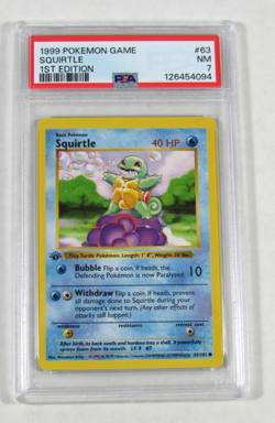 1999 Pokemon Game SQUIRTLE 1st Edition 63/102 PSA 7 NM - Image 1