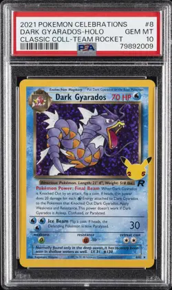 2021 POKEMON CELEBRATIONS CLASSIC COLL #8 DARK GYARADOS-HOLO PSA 10 - Image 1