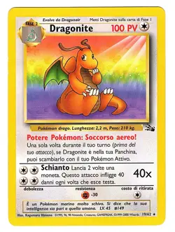 MP Dragonite 19/62 Italian Non Holo Rare Fossil Set Pokemon TCG Vintage WoTC - Image 1