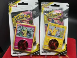 2x Team Up Checklane Blister Packs Pokemon Pikachu SM162 & Mimikyu SM163 Sealed - Image 1
