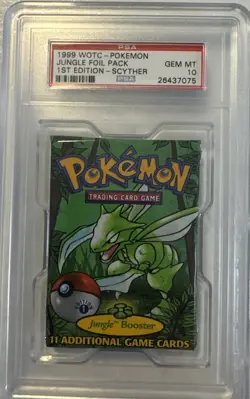 Pokemon WOTC Jungle Foil Pack 1st Edition Scyther PSA 10 - Image 1