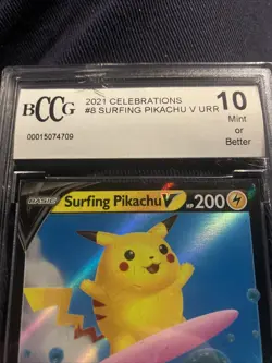 2021 Pokemon Celebrations Surfing Pikachu V #008 PSA 10 - Image 3