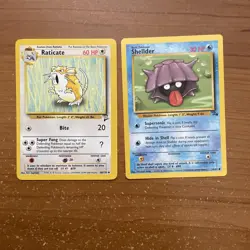 Pokemon TCG Raticate Base Set 2 58/130 & Shellder 54/62 (2 Cards total) - Image 1