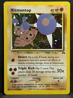Pokemon Hitmontop 3/75 Holo Rare Neo Discovery Card Lightly Played Unlimited LP - Image 1