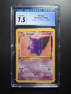 CGC 7.5 Gengar 1999 Fossil 1st Edition 20/62 Pokemon Card - Image 1