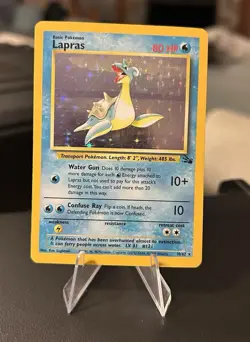 Pokemon TCG Lapras Fossil Holo Unlimited Rare Card 10/62 Vintage - Image 1