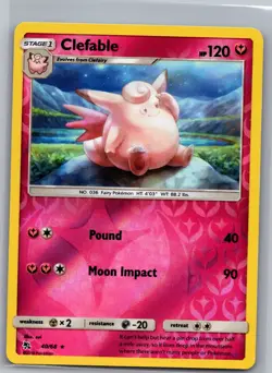Clefable 40/68 Reverse Holo Hidden Fates - Pokemon Card - NM - Image 1