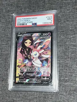 2022 POKEMON SWORD & SHIELD BRILLIANT STARS #TG14 FULL ART/SYLVEON V PSA 9 - Image 1