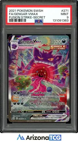 Pokemon 2021 Gengar VMAX 271/264 Alt Art Fusion Strike PSA 9 - Image 1