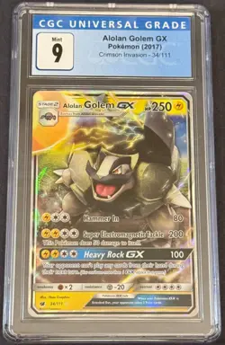 Alolan Golem GX 2017 Pokemon Crimson Invasion 34/111 CGC 9 Graded Ultra Rare - Image 1