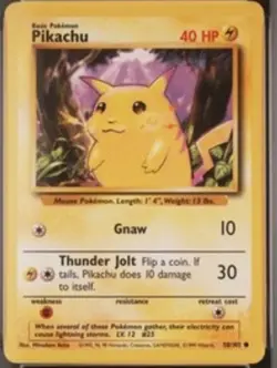 1999 POKEMON BASE SET UNLIMITED YELLOW CHEEKS #58 PIKACHU PSA 10 - Image 1
