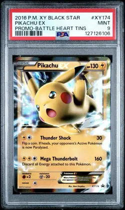 Pokemon Pikachu EX Battle Heart Tins Black Star Holo Promo XY174 PSA 9 Mint - Image 1
