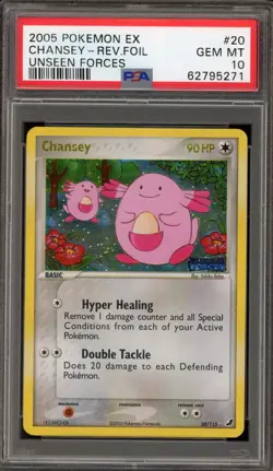 Pokemon Chansey EX Unseen Forces Reverse Holo Rare #20 PSA 10 Gem Mint - Image 1