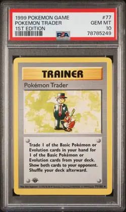 1999 Pokemon Base Set 1st Edition Pokemon Trader #77 - PSA 10 GEM MINT - Image 1