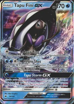 Tapu Fini GX 39/147 Ultra Rare SM - Burning Shadows Pokemon Card MP - Image 1