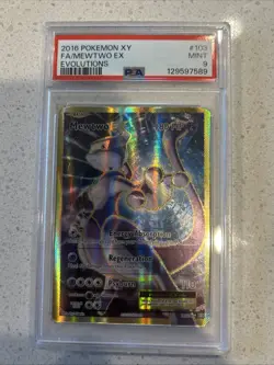 Pokemon XY Evolutions Mewtwo EX 2016 Full Art Ultra Rare Card 103/108 PSA 9 Mint - Image 1