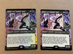 2 x mtg borderless Black Cat Cunning Thief, 1 is foil, Spiderman set, unplayed - Image 1
