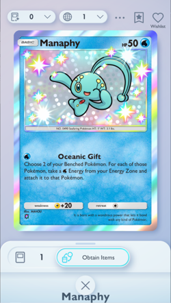 Manaphy Shiny, Pokemon TCG Pocket, English Language, Mega-Rising - Image 1