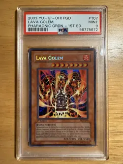 PSA 9 MINT Yugioh Lava Golem 1st Edition Secret Rare PGD-107 - Image 1