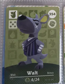 Walt #354 - Amiibo Card - Animal Crossing Series 1 - Authentic Nintendo - Image 1