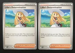 4 X Lillie’s Determination 119/132 Mega Evolution Pokemon Cards Trainer Playset - Image 3