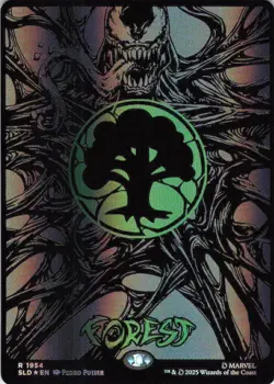 MTG Forest (Venom Raised Foil) (1954) | NM Foil | Spider-Man Secret Lair {SLD} - Image 2