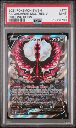 2021 POKEMON CHILLING REIGN GALARIAN MOLTRES V ALTERNATE ART 177/198 PSA 9 MINT - Image 1