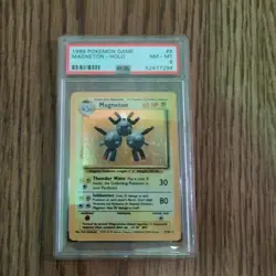 1999 POKEMON BASE SET UNLIMITED #9 MAGNETON-HOLO PSA 8 - Image 1