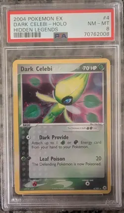 2004 Pokemon ex Hidden Legends Dark Celebi Holo PSA 8 - Image 1