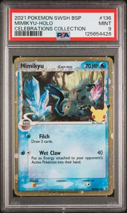 2021 POKEMON SWSH BLACK STAR PROMO CELEBRATIONS COLL #136 MIMIKYU-HOLO PSA 9 - Image 1