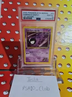 PSA 10 GEM MINT Sabrina's Gastly 1st Edition Gym Heroes 2000 Pokemon WOTC - Image 1
