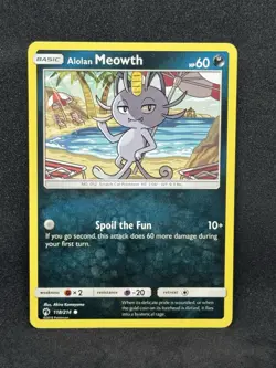 Alolan Meowth 118/214 Lost Thunder Pokemon TCG trading card LP - Image 1