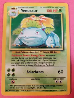 Venusaur Holor Rare Base Set Unlimited 15/102 Pokemon Card TCG-MP See Pictures - Image 1
