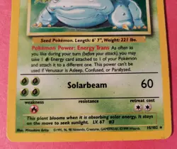 Venusaur Holor Rare Base Set Unlimited 15/102 Pokemon Card TCG-MP See Pictures - Image 2