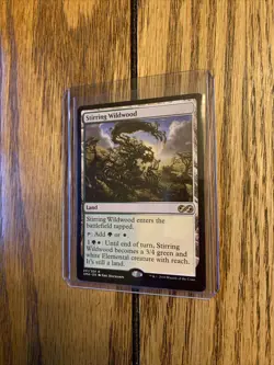 MTG Stirring Wildwood Ultimate Masters Pack Fresh White/Green Land #251 - Image 1